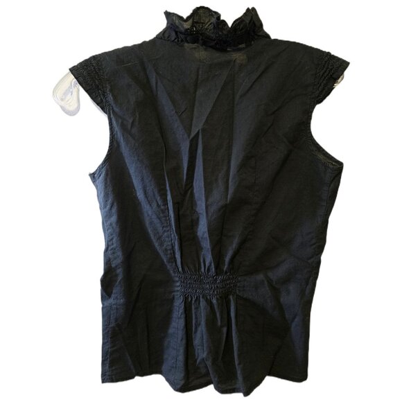Vintage Y2K Suzy Shier Black Ruffle Vest Hook & Eye Sleeveless Western Fall Sz S - Picture 6 of 6